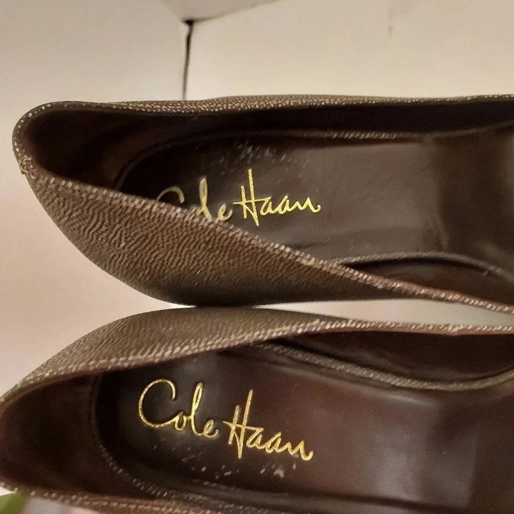 Cole Hann Textured Bronze Metallic Brown NikeAir Round Toe Pumps in Size 8.5 AA
